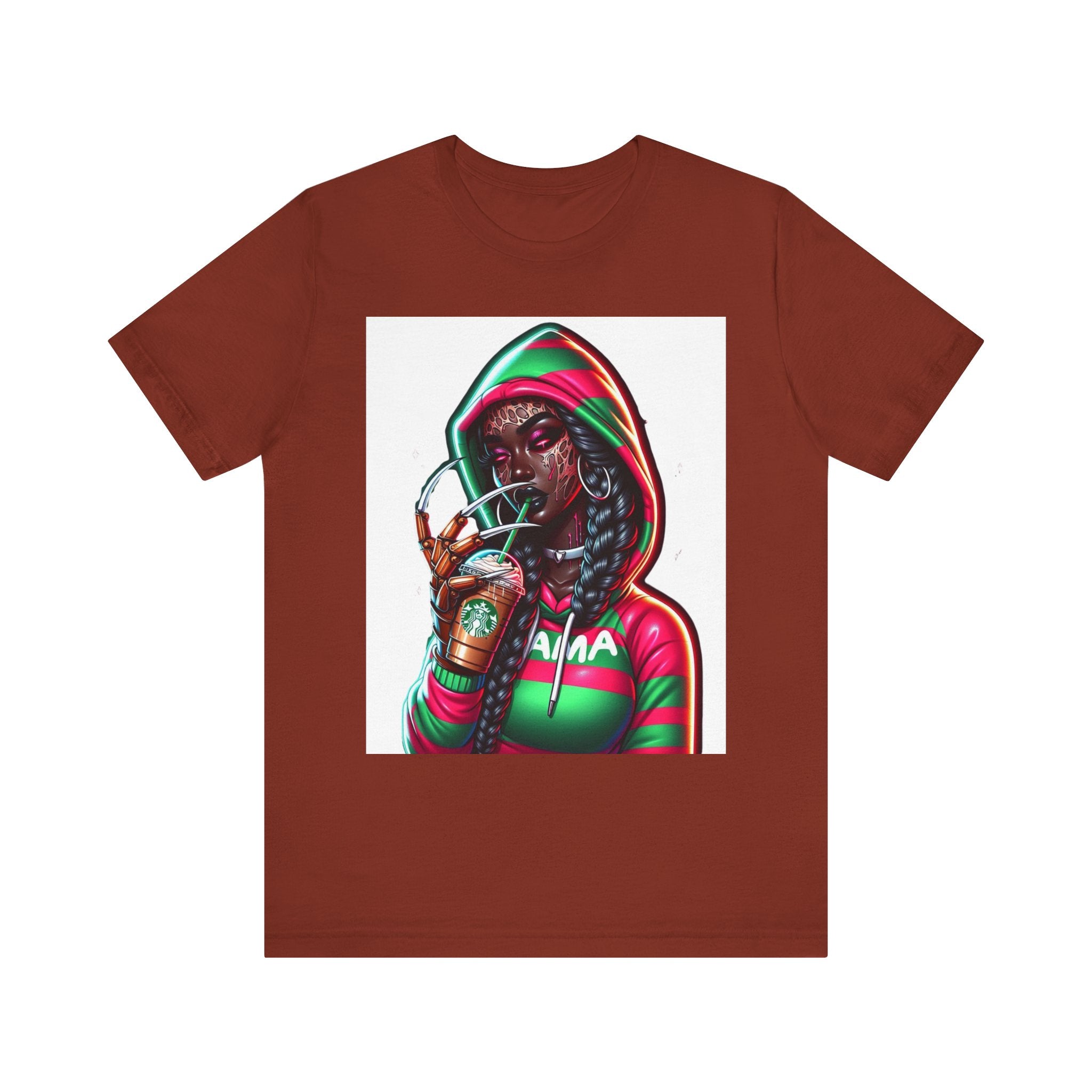 Horror Mama Freddy Vibes Tee – Striped Hoodie Creepy Graphic | Unisex T-Shirt