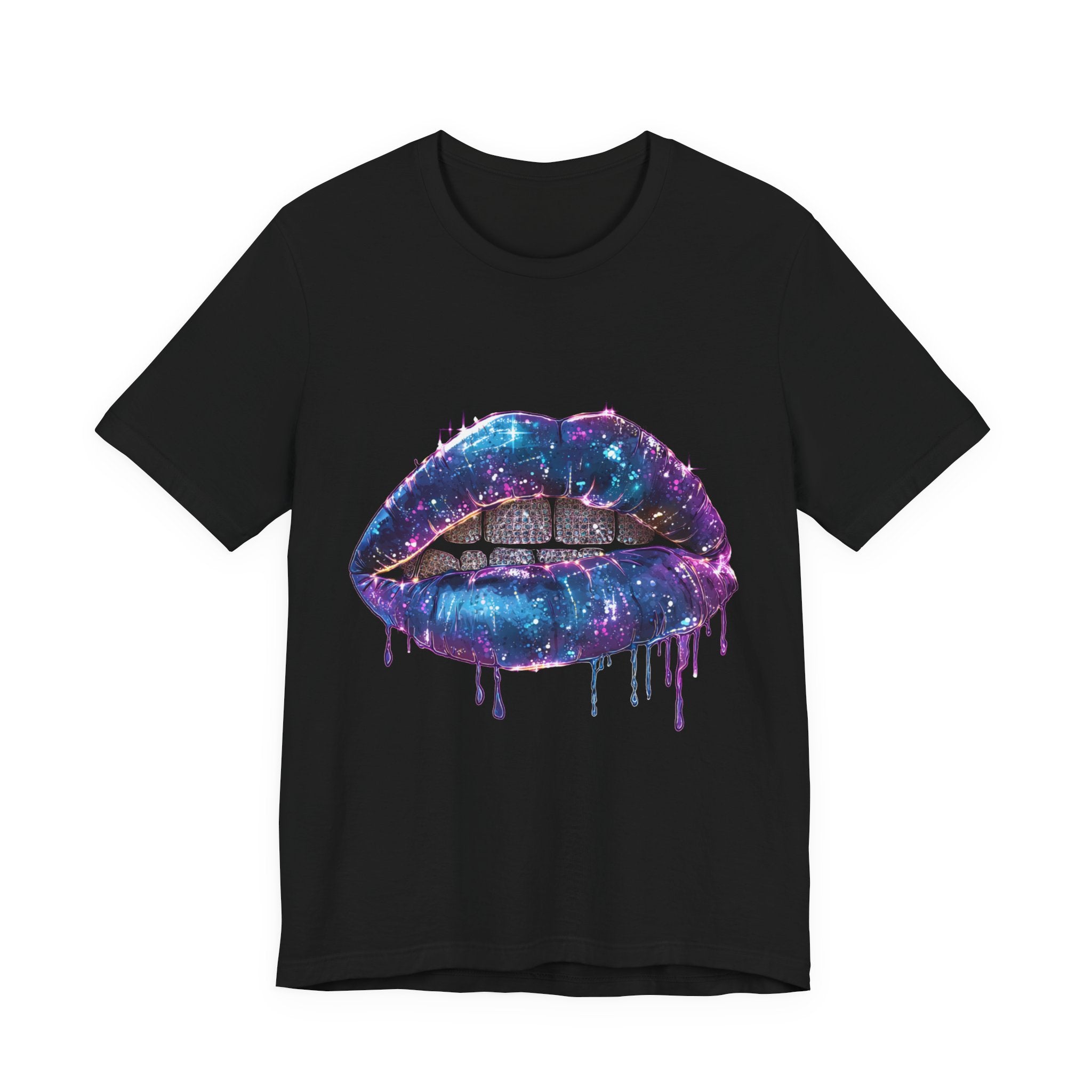 Galaxy Drip Lips Graphic Tee – Sparkly Cosmic Grillz Streetwear T-Shirt