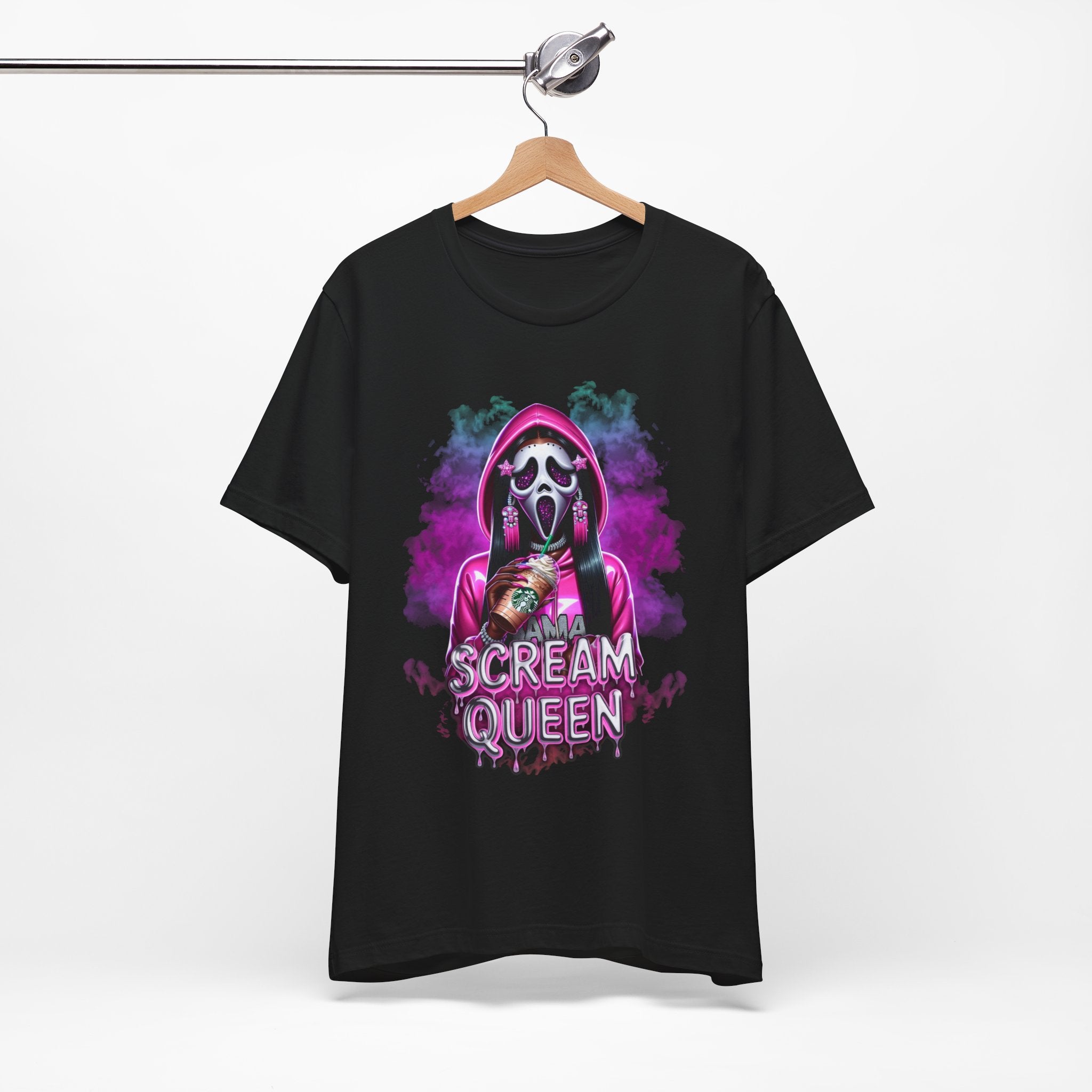 Scream Queen Horror Graphic Tee – Neon Pink Hoodie Halloween Unisex T-Shirt