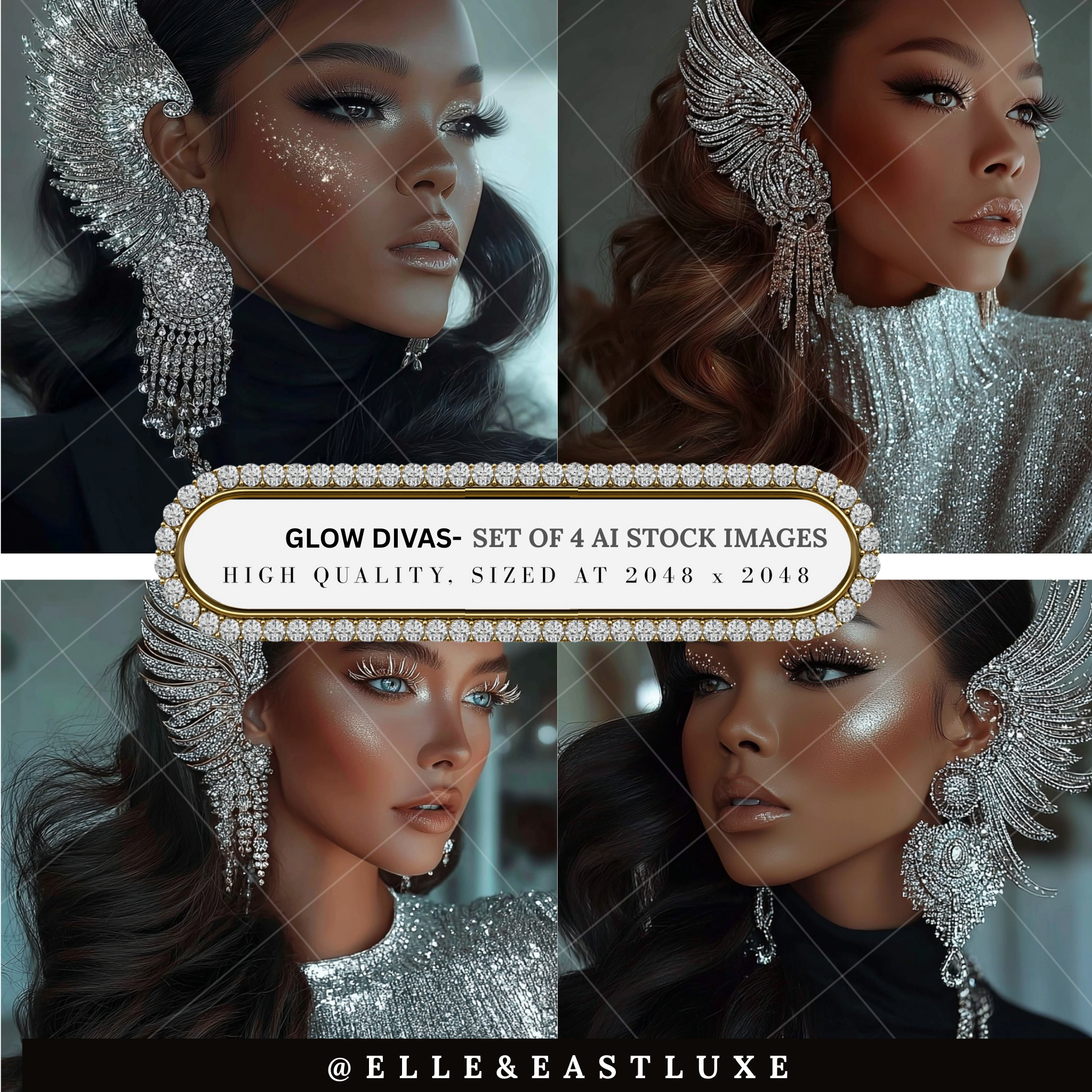 Glow Divas – AI Stock Photo Set (4 Images)