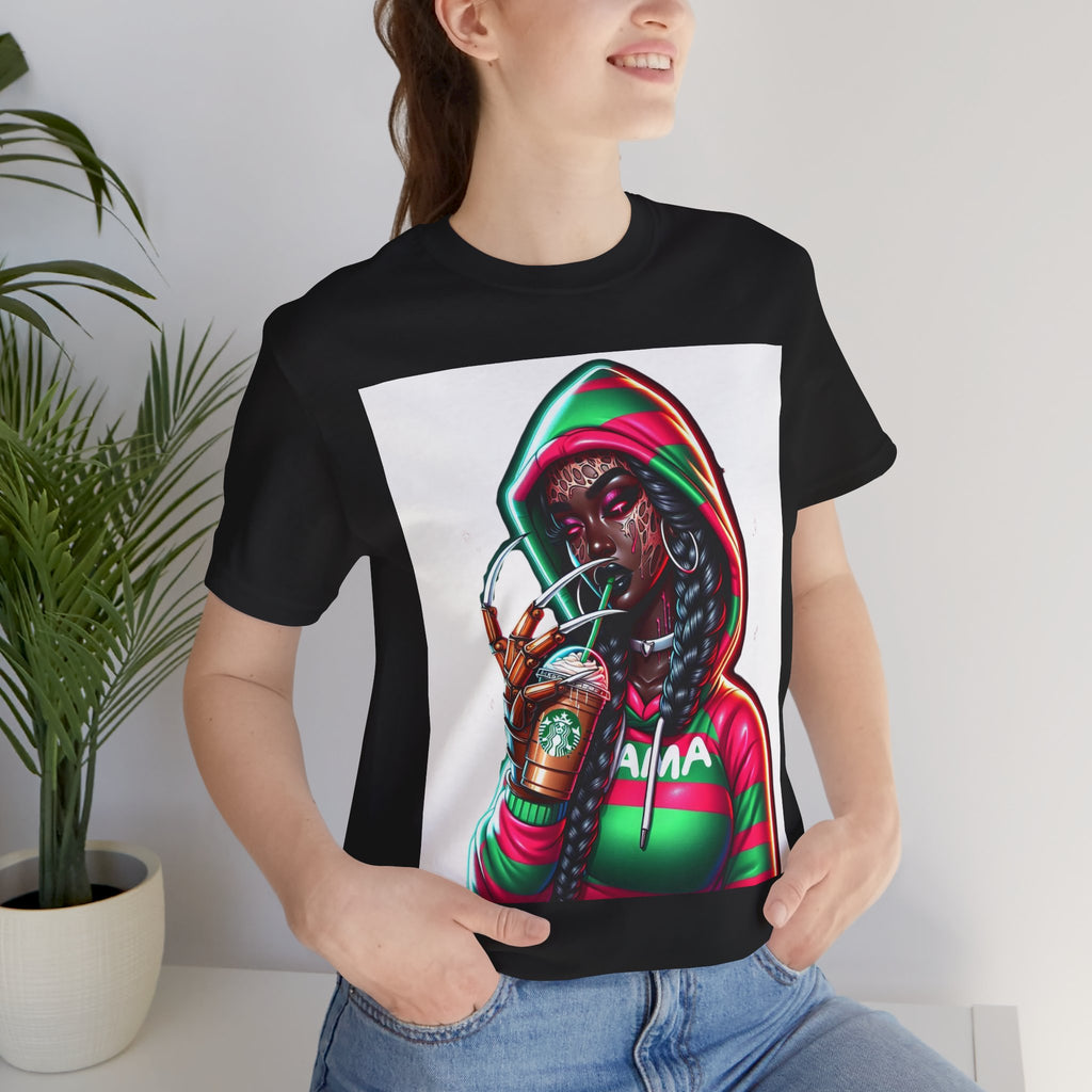Horror Mama Freddy Vibes Tee – Striped Hoodie Creepy Graphic | Unisex T-Shirt