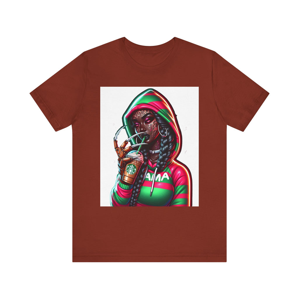 Horror Mama Freddy Vibes Tee – Striped Hoodie Creepy Graphic | Unisex T-Shirt