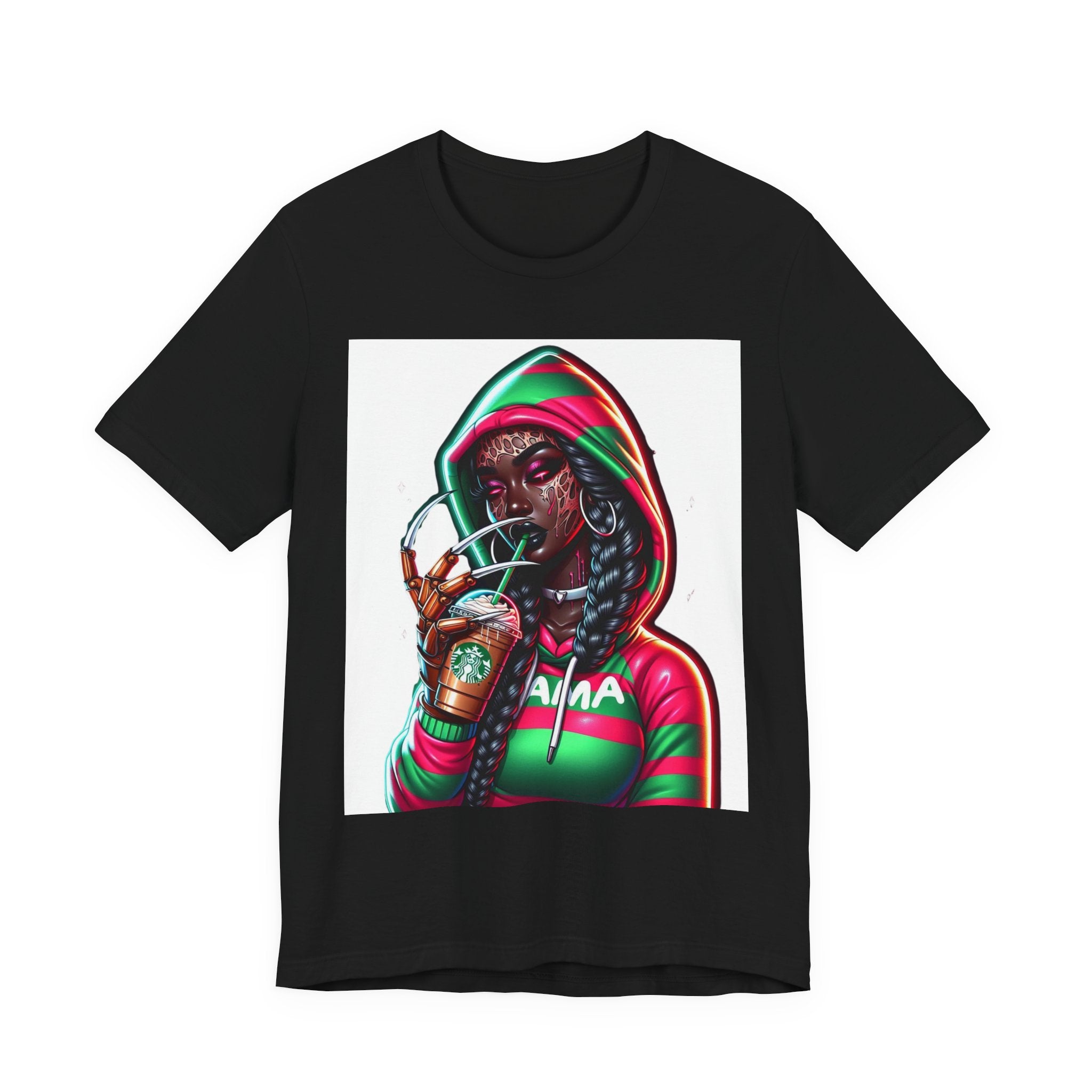 Horror Mama Freddy Vibes Tee – Striped Hoodie Creepy Graphic | Unisex T-Shirt