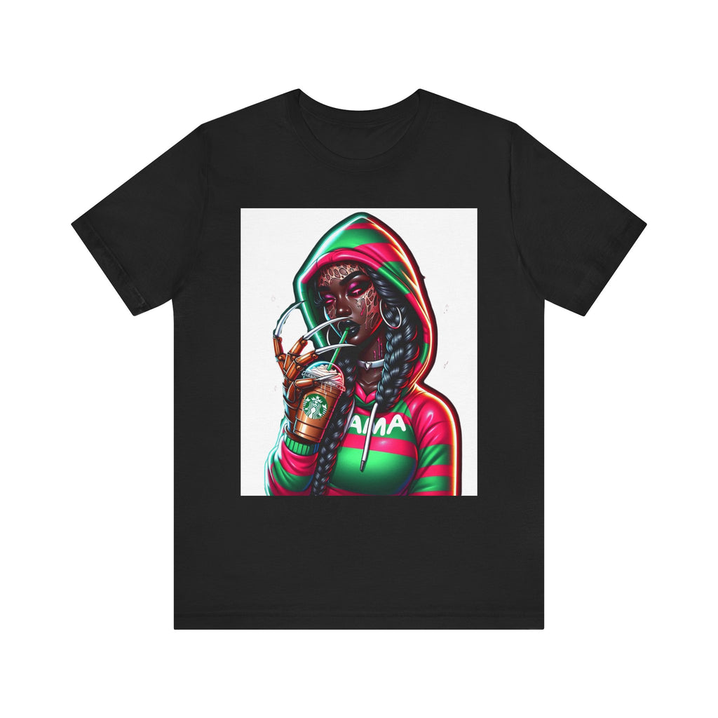 Horror Mama Freddy Vibes Tee – Striped Hoodie Creepy Graphic | Unisex T-Shirt