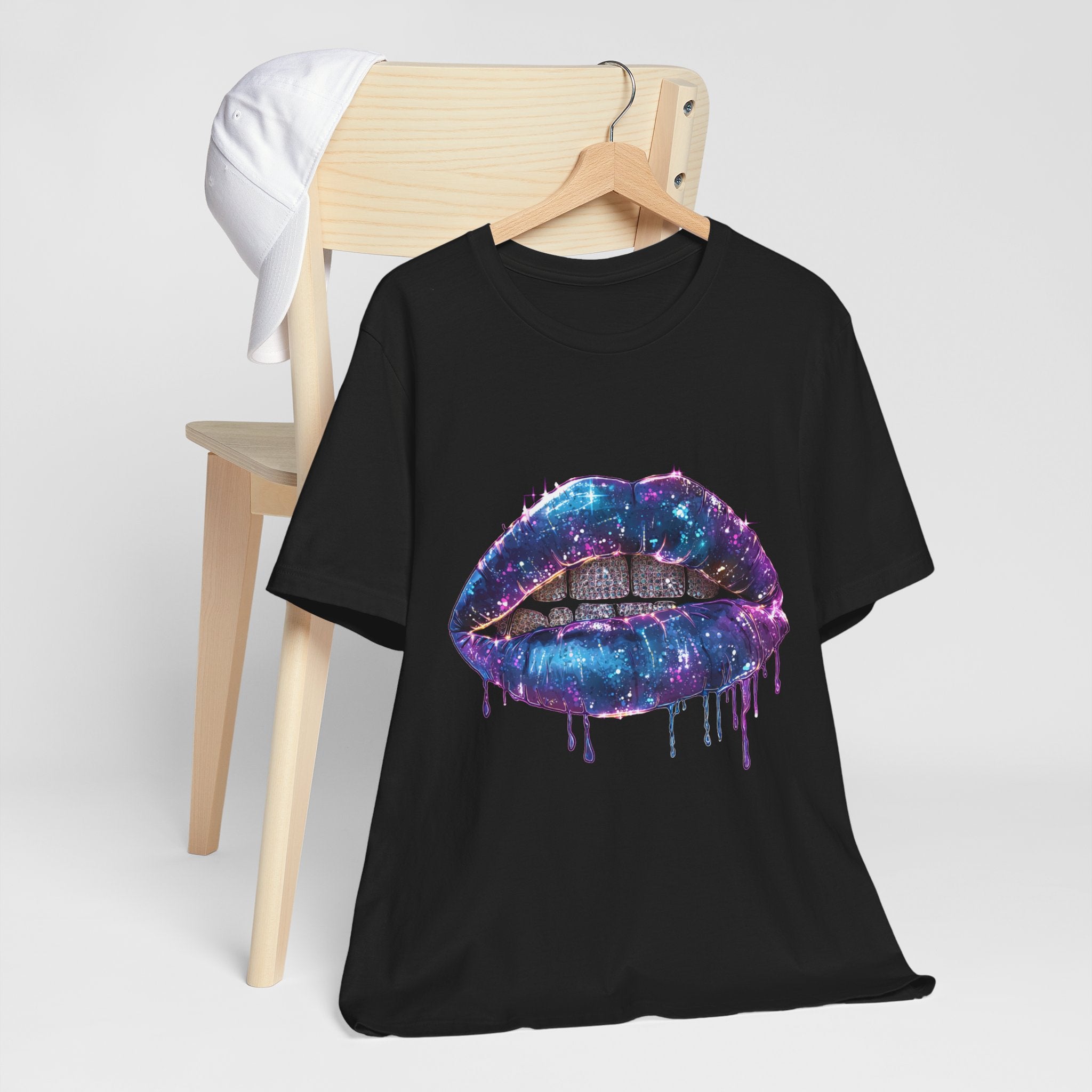 Galaxy Drip Lips Graphic Tee – Sparkly Cosmic Grillz Streetwear T-Shirt