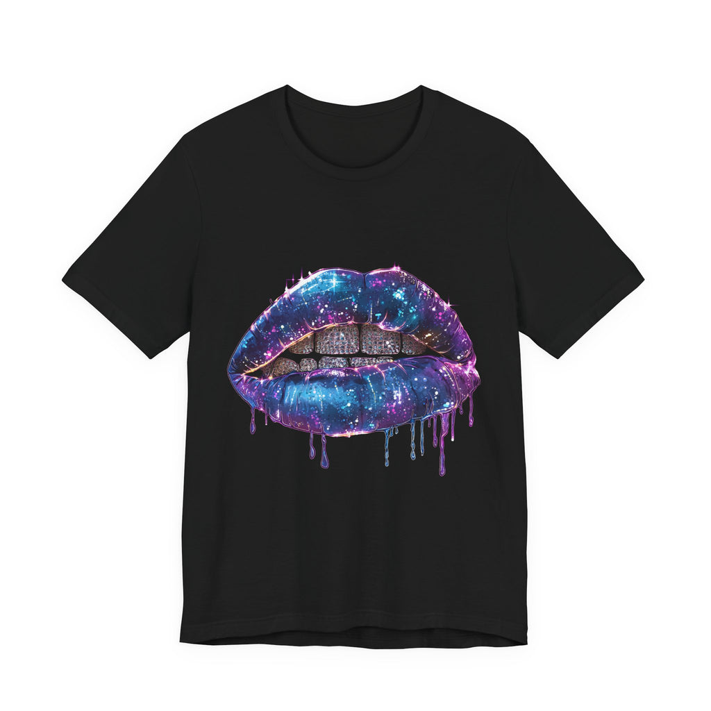 Galaxy Drip Lips Graphic Tee – Sparkly Cosmic Grillz Streetwear T-Shirt