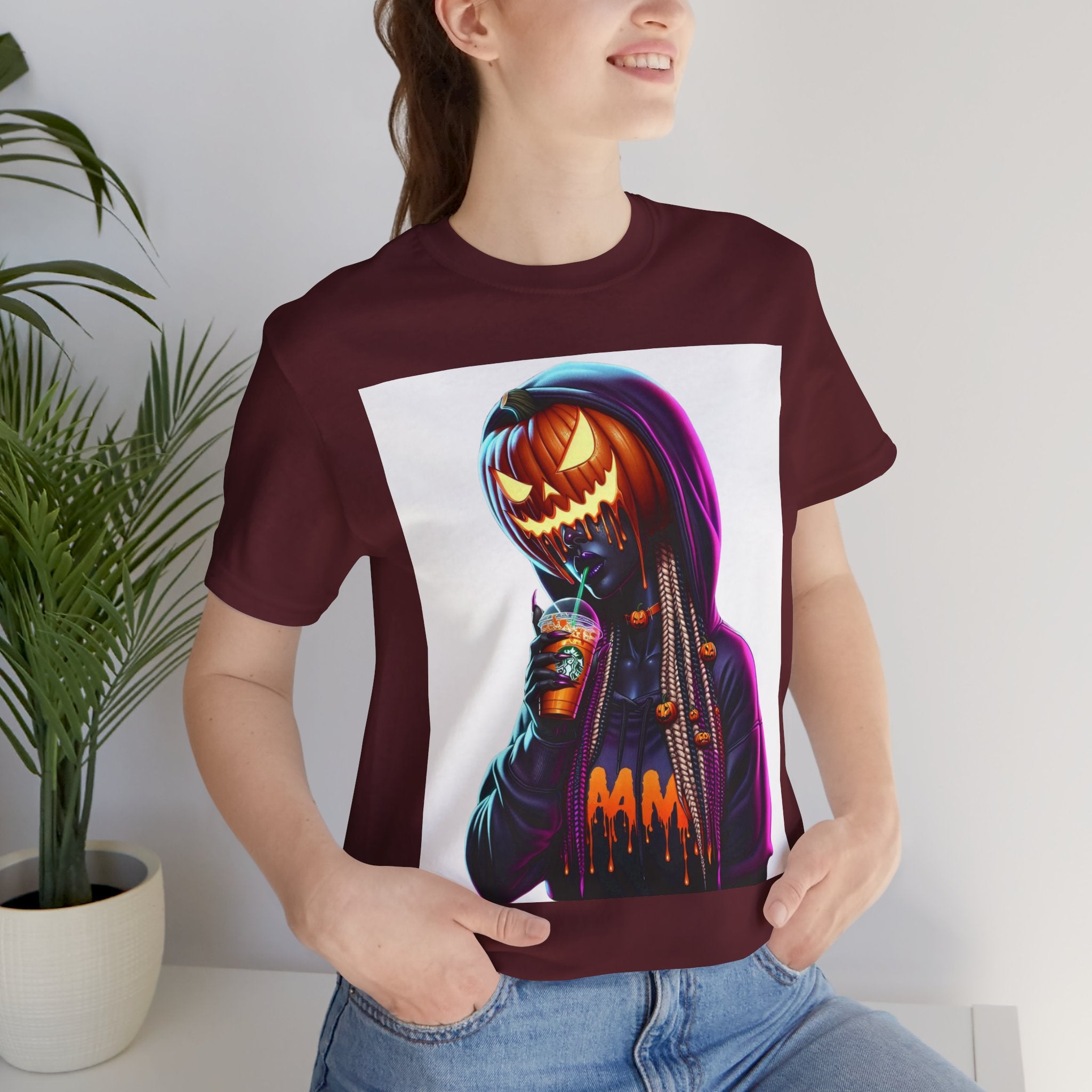 Pumpkin Head Glam Halloween Graphic Tee – Unisex Streetwear T-Shirt