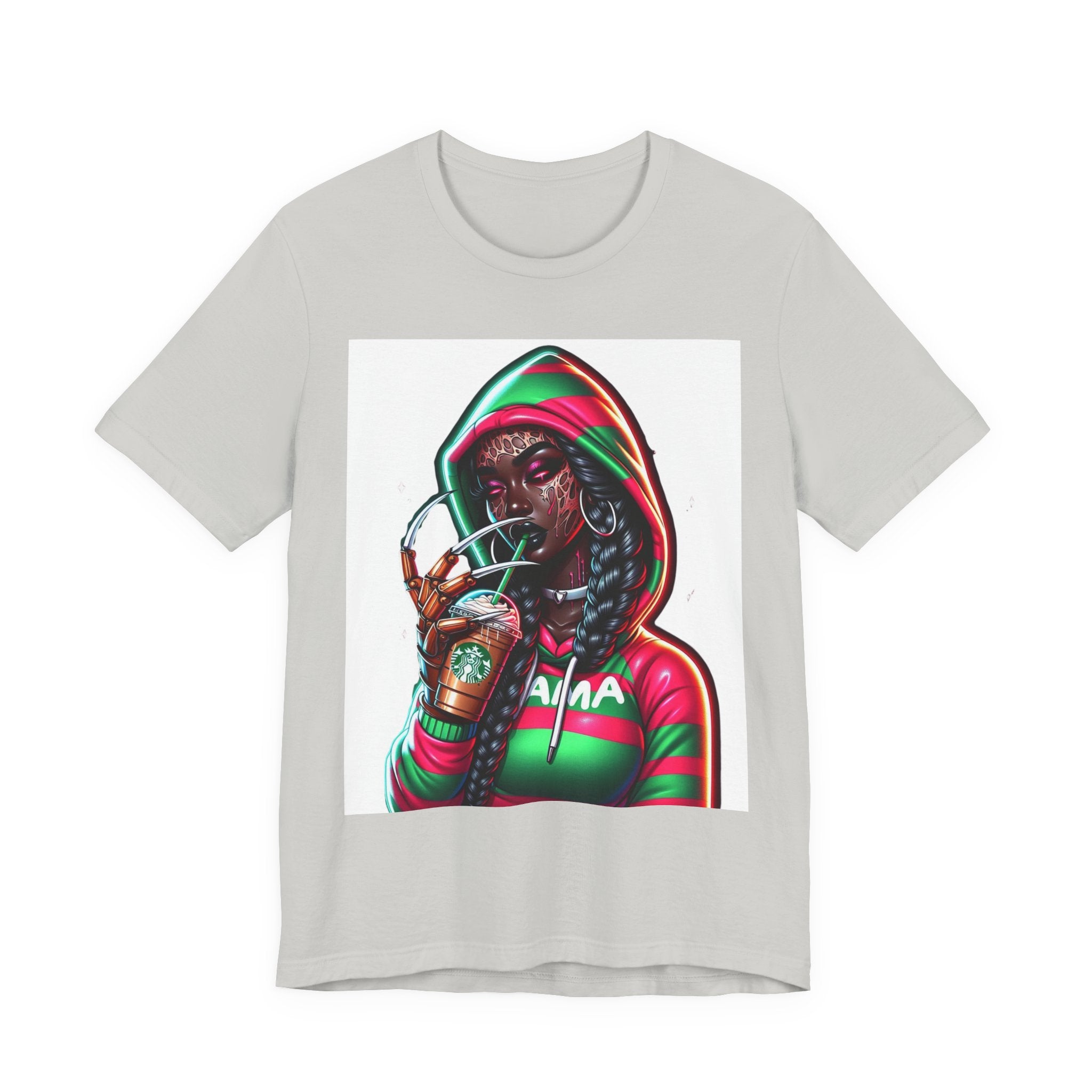 Horror Mama Freddy Vibes Tee – Striped Hoodie Creepy Graphic | Unisex T-Shirt