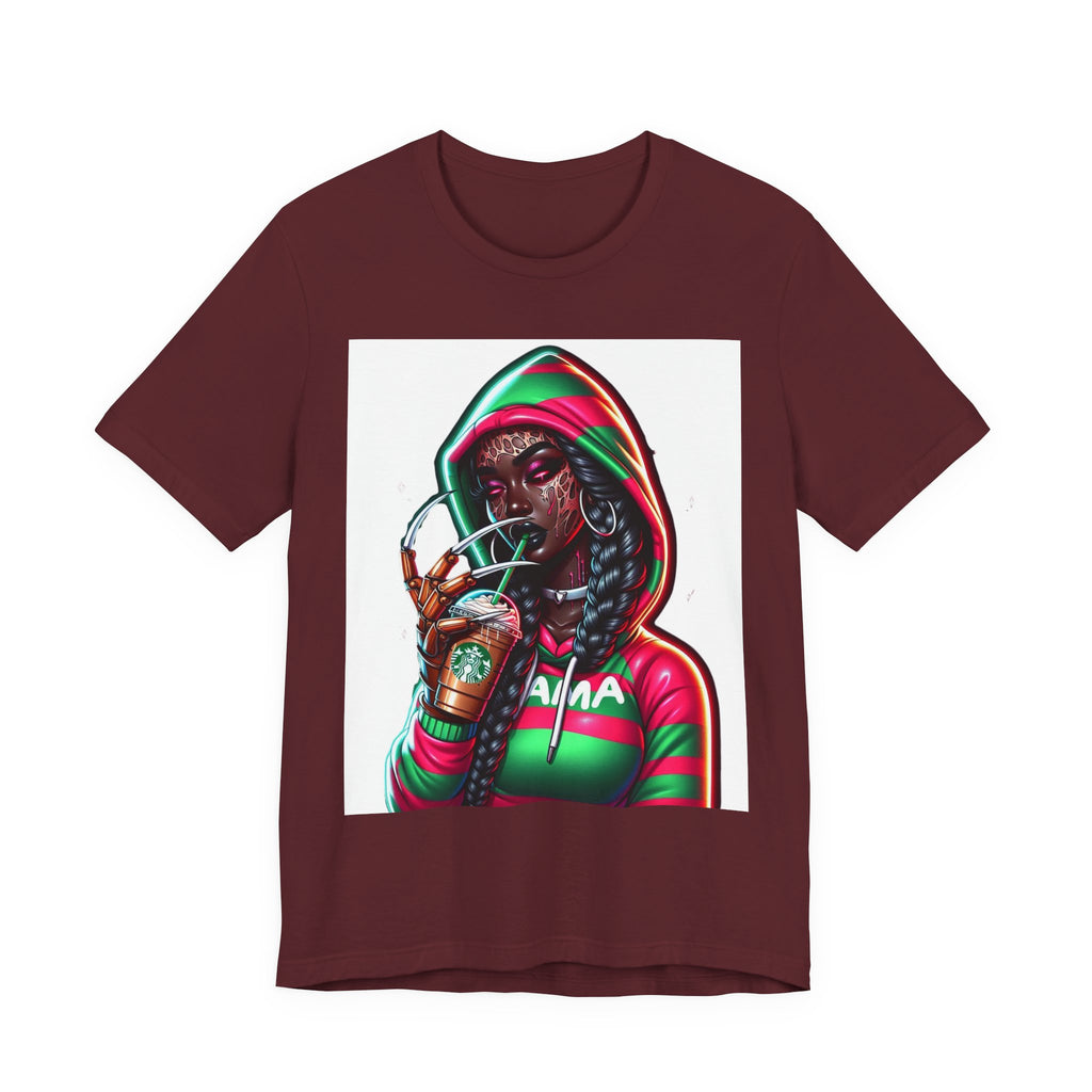 Horror Mama Freddy Vibes Tee – Striped Hoodie Creepy Graphic | Unisex T-Shirt