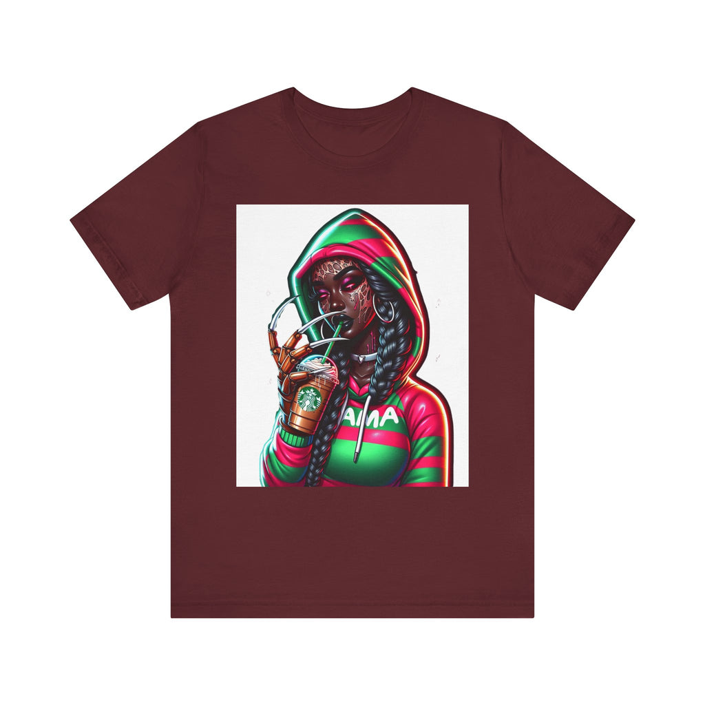 Horror Mama Freddy Vibes Tee – Striped Hoodie Creepy Graphic | Unisex T-Shirt