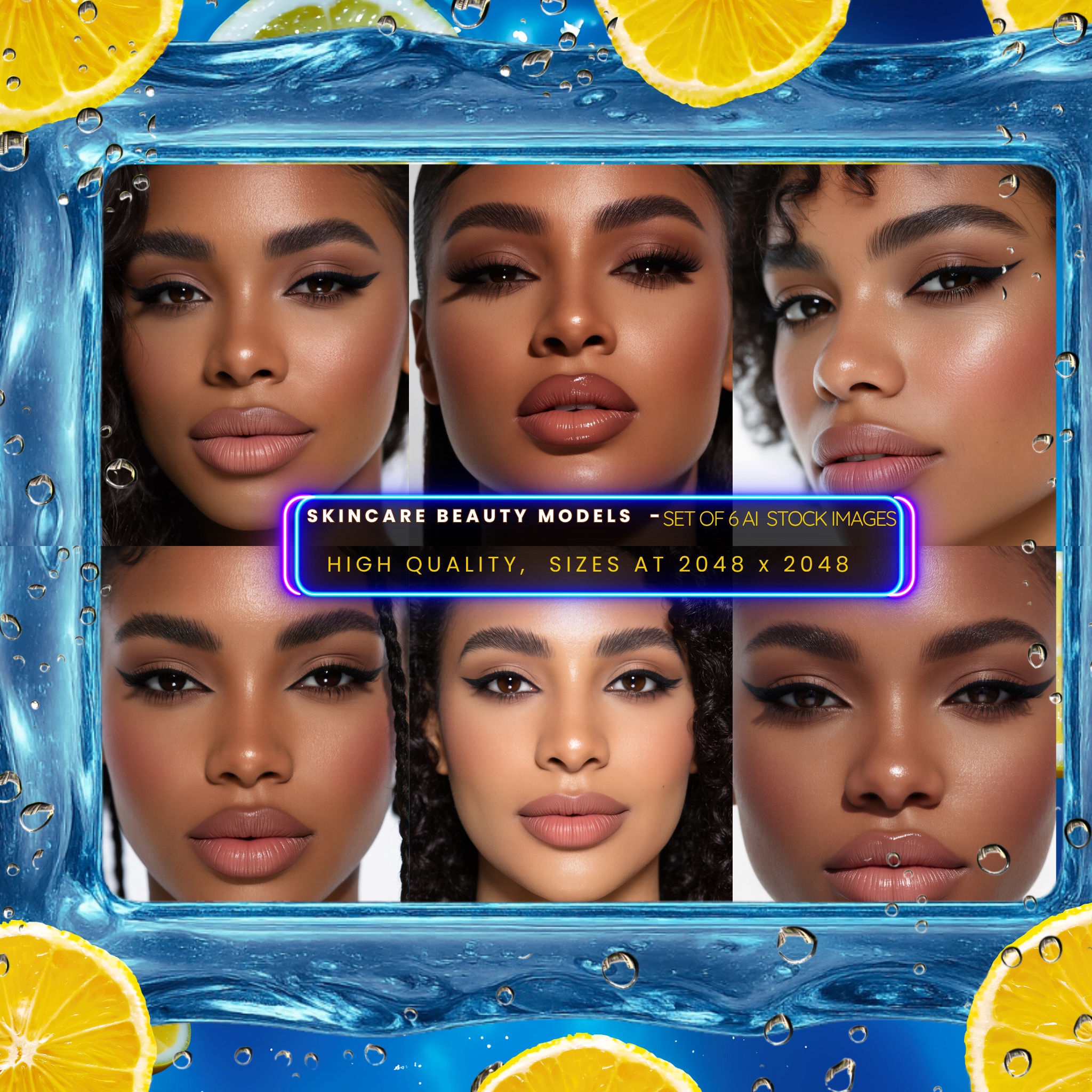 Skincare Beauty Models – Luxe AI Stock Photo Set (6 Images)