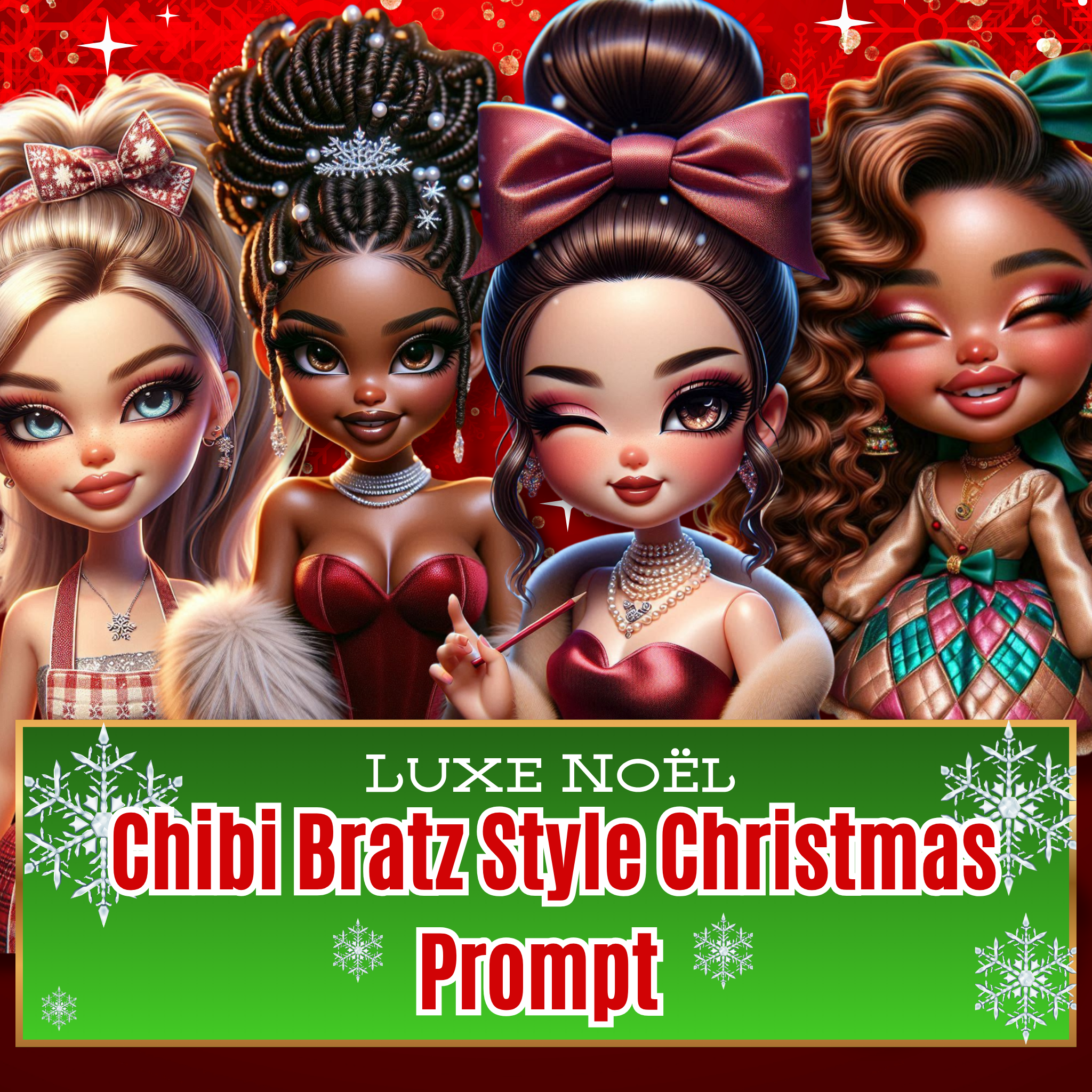 Luxe Noël — Chibi Bratz-Style Christmas Prompt Maker