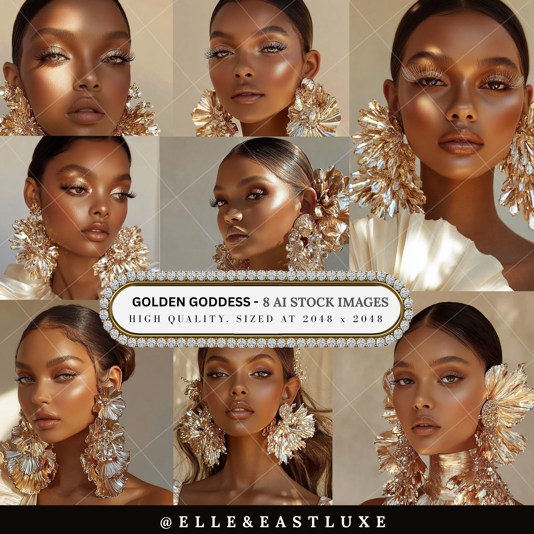 Golden Goddess – AI Stock Photo Set (8 Images)