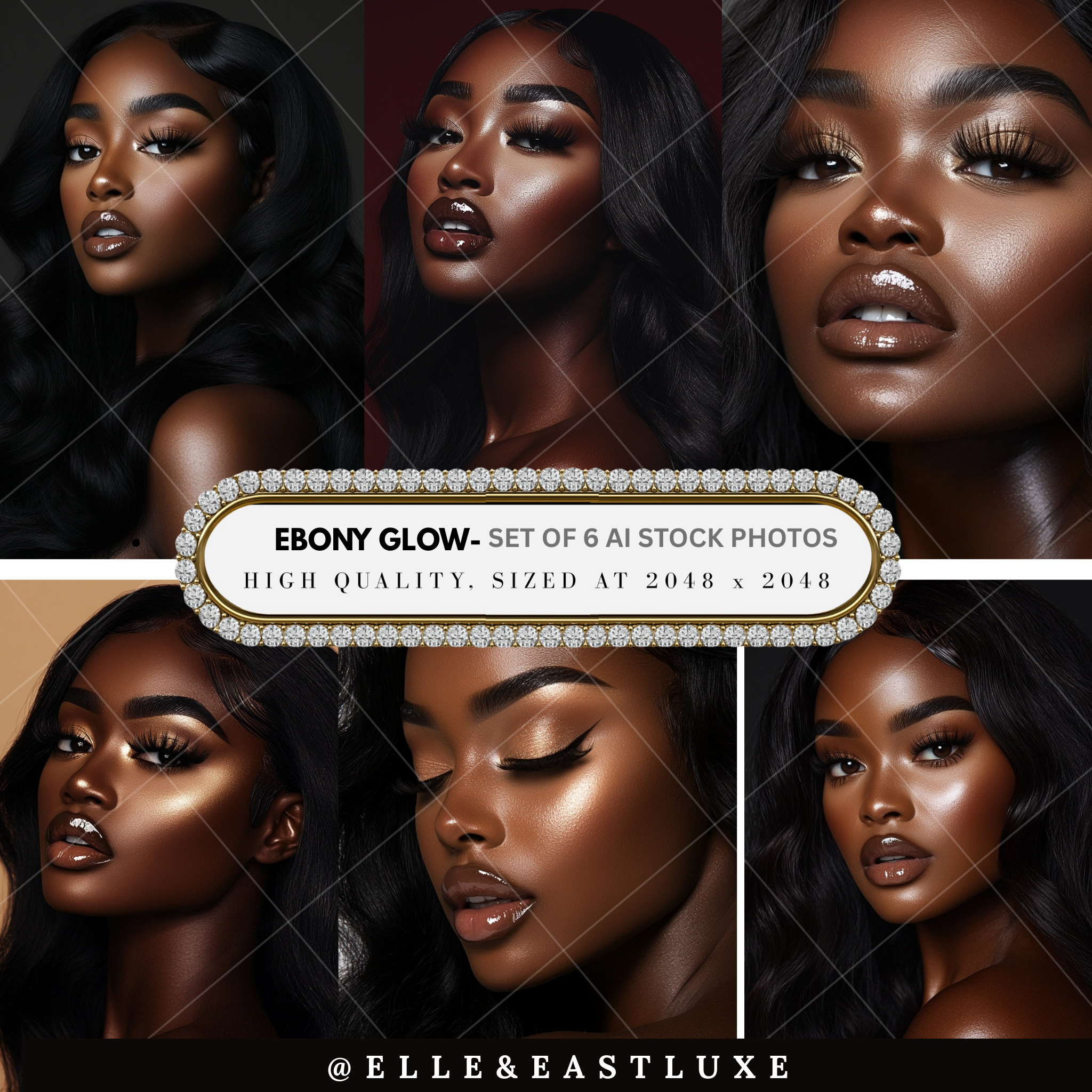 Ebony Glow – AI Stock Photo Set (6 Images)