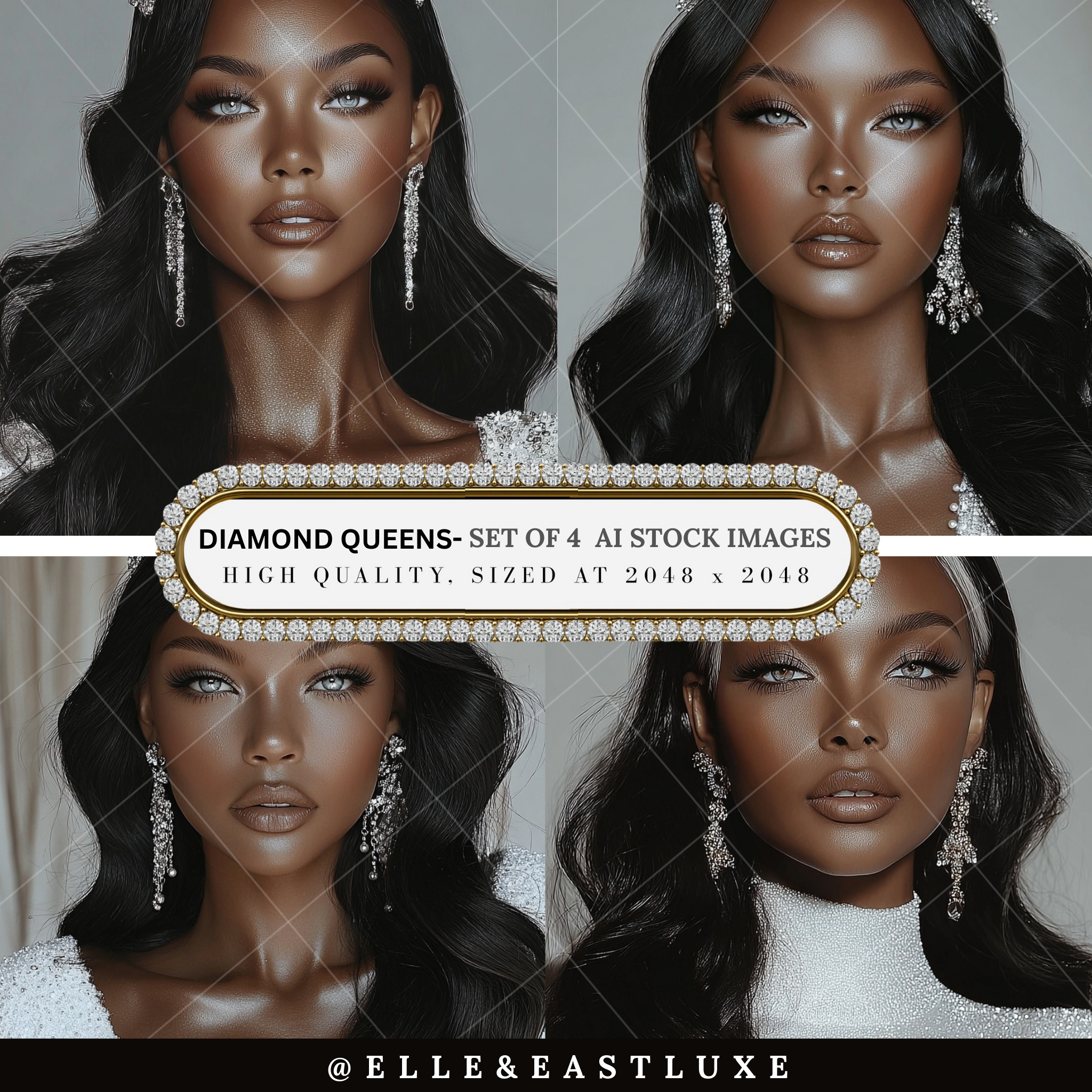 Diamond Queens – AI Stock Photo Set (4 Images)