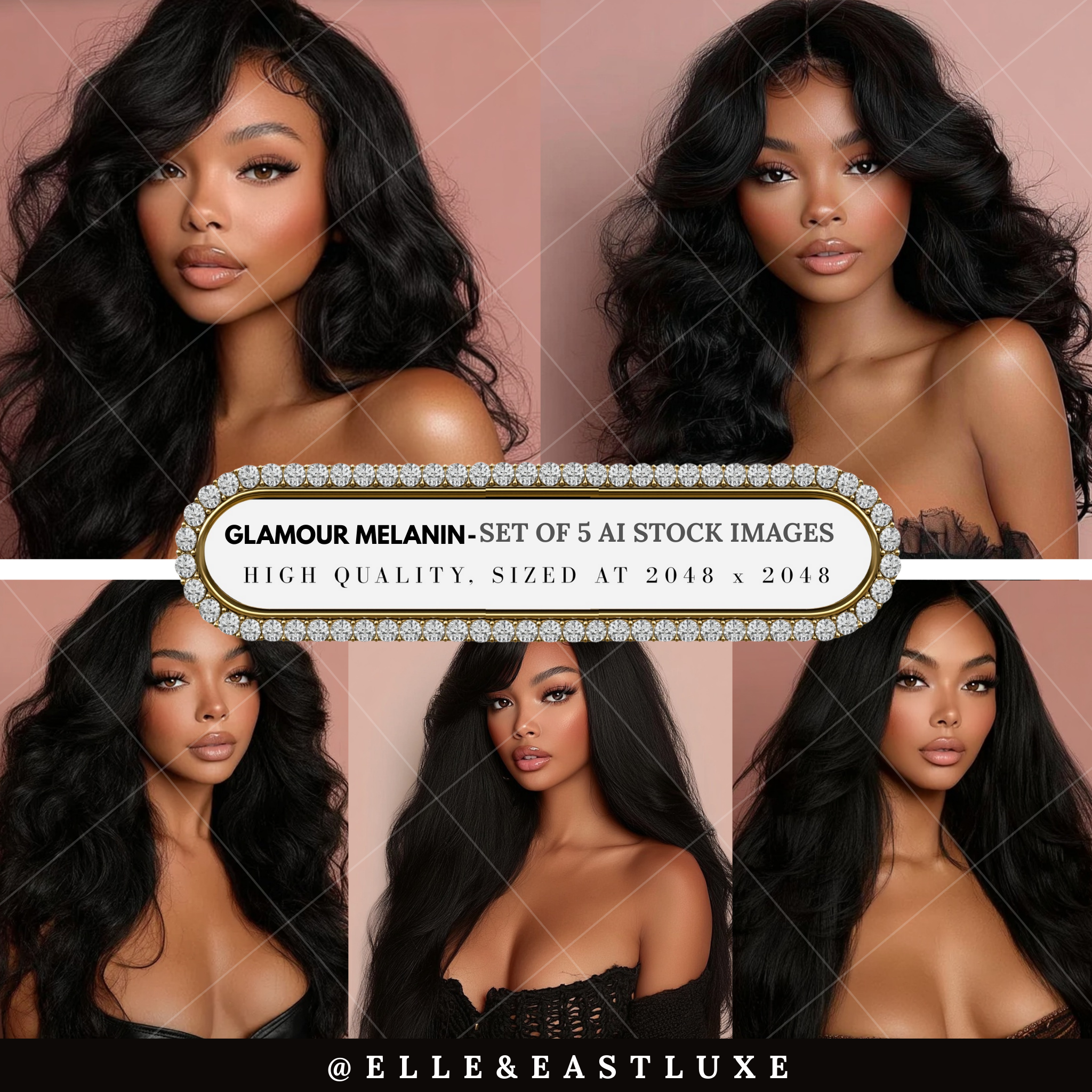 Glamour Melanin – AI Stock Photo Set (5 Images)