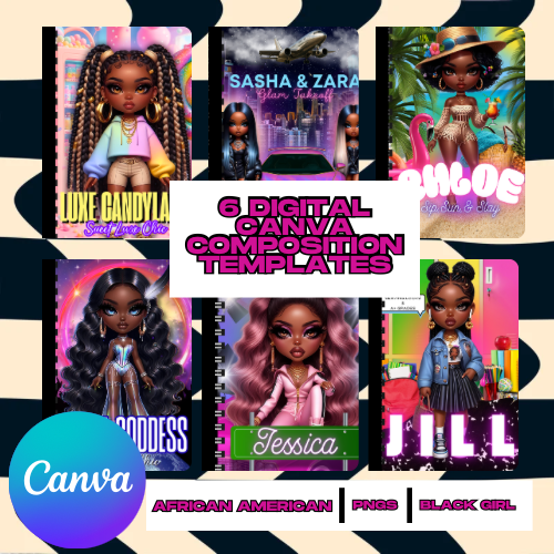 6 Digital Canva Composition Templates – African American Black Girl Designs